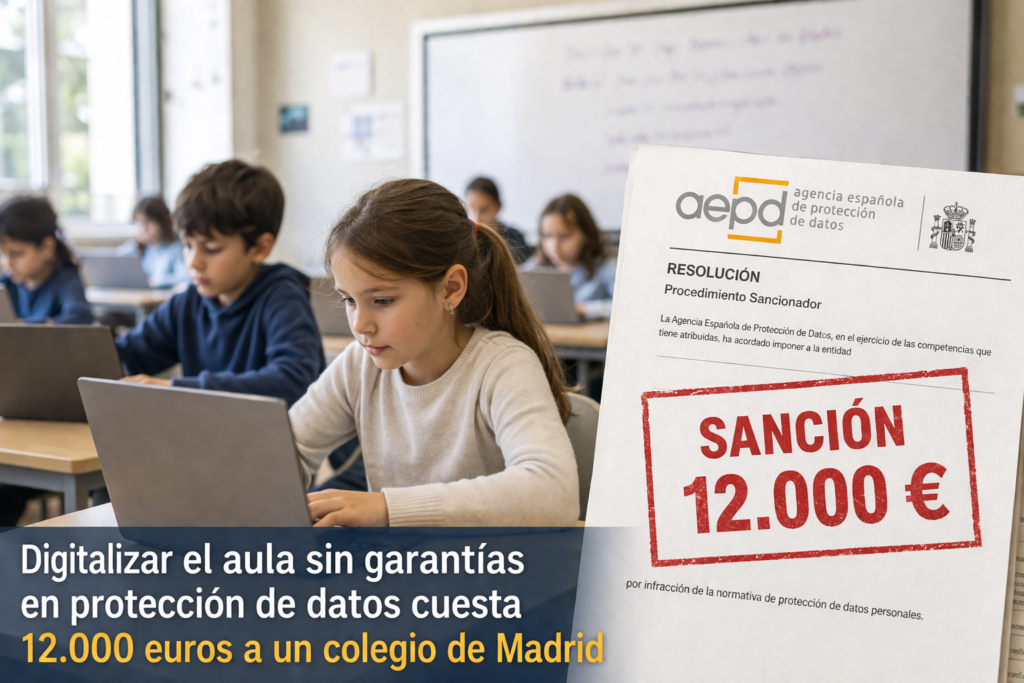 Colegio Madrid multa AEPD 12000 euros Google protección datos menores RGPD
